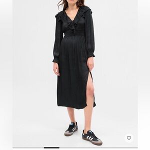 Gap Elegant Black Ruffled Midi Dress Size XXL